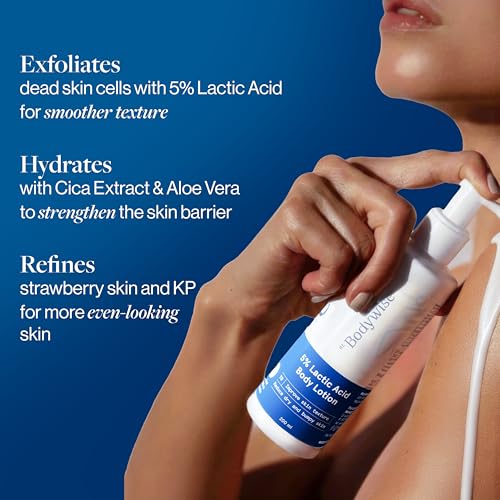 5% Lactic Acid Body Lotion - Women, Aloe Vera & Cica | Strawberry Legs Reduction, 200ml