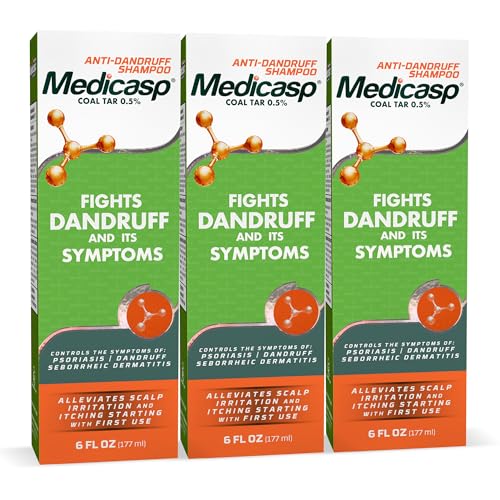Medicasp Coal Tar Gel Dandruff Shampoo - Treats Seborrheic Dermatitis & Psoriasis - 3 Pack (6 oz Each)