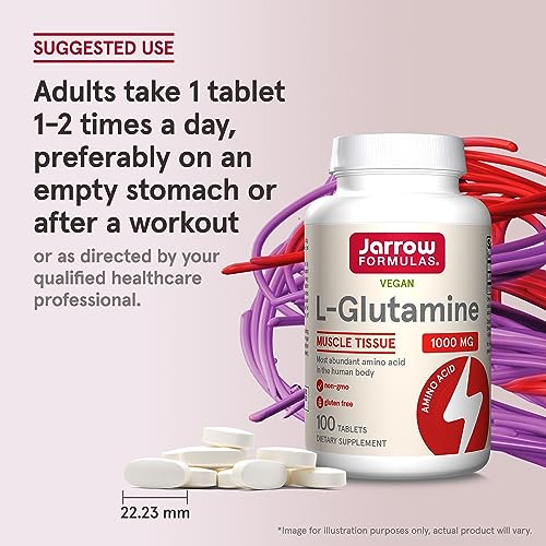 Jarrow Formulas L-Glutamine 1000mg - 100 Tablets for Muscle Support