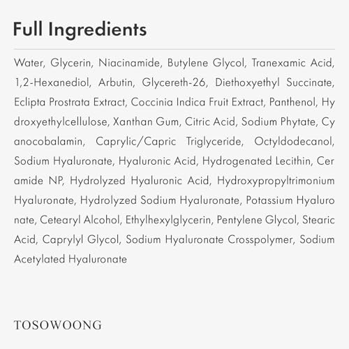 TOSOWOONG Niacinamide 10% + Tranexamic Acid 4% Serum - Korean Glass Skin Serum with Arbutin for Brightening & Radiant Complexion - 33ml