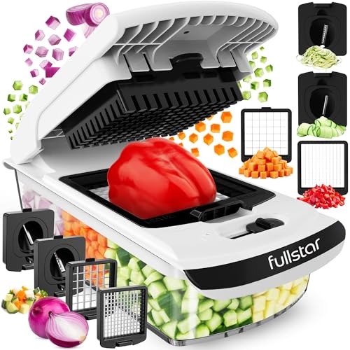 Fullstar Pro Vegetable Chopper & Spiralizer - 4-Blade Slicer Dicer Cutter with Container
