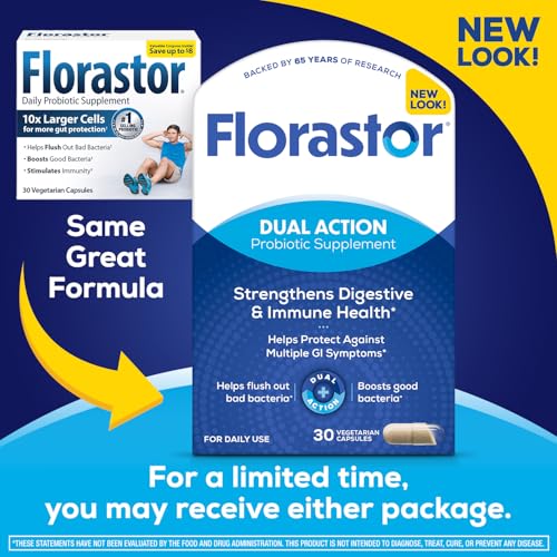 Florastor Probiotics for Digestive & Immune Health - 30 Capsules - Unique Strain Saccharomyces boulardii