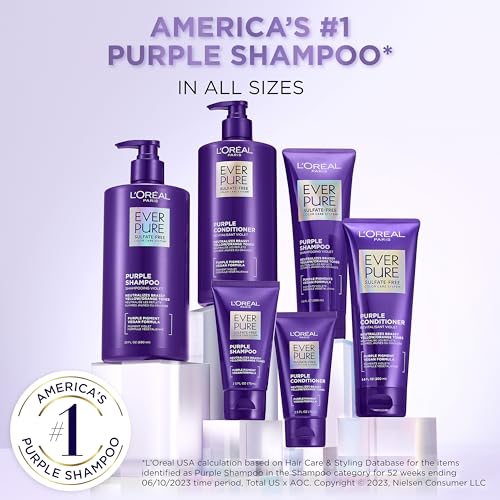 L'Oreal Paris EverPure Brass Toning Purple Shampoo & Conditioner - Sulfate-Free for Blonde & Highlighted Hair