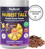NuBest Tall Protein Powder for Kids & Teens - Chocolate Whey Protein with Probiotics, Omega 3-6-9, Vitamin D3 + K2 - 15 Servings