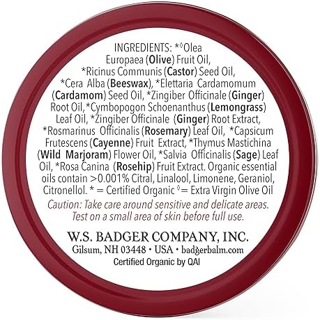 Badger Cayenne & Ginger Sore Muscle Rub - Powerful Pain Relief