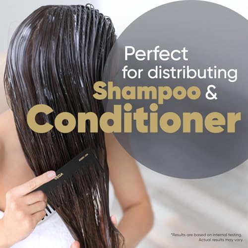 Vega Large Black Shampoo Comb for Deep Cleansing and Detangling