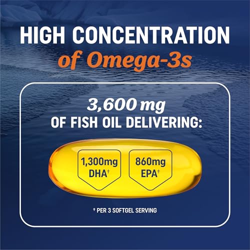 Triple Strength Omega 3 Fish Oil 3600mg - 1300mg EPA/860mg DHA (120 Softgels)