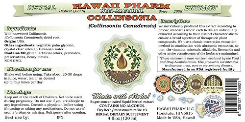 Hawaii Pharm Collinsonia Liquid Extract - Alcohol-Free Dried Root Glycerite 2 oz