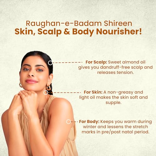 Hamdard Roghan Badam Shirin Sweet Almond Oil - Pure & Nourishing, 100ml