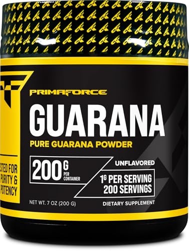 Pure Primaforce Guarana Powder 200g Unflavored - Natural Energy Boost, 200 Servings