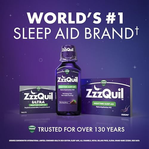 ZzzQuil Nighttime Sleep Aid Liquid, Berry Flavor, Warming Relief (24oz)