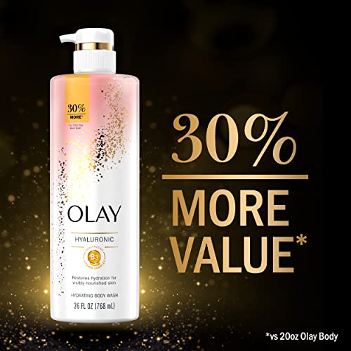 Olay Cleansing & Moisturizing Body Wash with Vitamin B3 & Hyaluronic Acid - 4 Pack (26 fl oz Each)