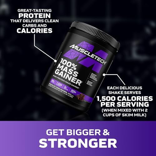 MuscleTech Mass Gainer | 100% Mass Gainer Protein Powder | Protein Powder for Muscle Gain | Whey Protein + Muscle Builder | Weight Gainer Protein Powder | Creatine Supplements | Chocolate, 5.15 lbs