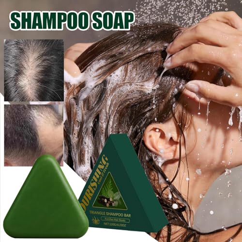 Nature Triangle Shampoo Bar with Usman Grass & Rice Conditioner - Hair Growth Solid Soap