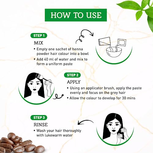 Vatika Naturals Henna Hair Colour Dark Brown (6 x 10g) - 100% Grey Coverage for Women