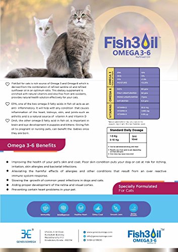 Fish 3Oil for Cats - Immunity & Shiny Coat Booster with Vitamins & Antioxidants
