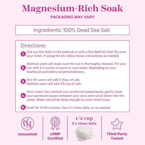 Pink Stork Postpartum Sitz Bath Soak - Perineal Care Dead Sea Salt - 16 oz