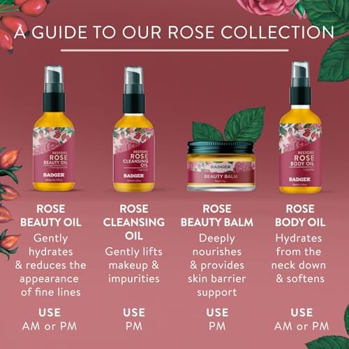 Badger Damascus Rose Organic Body Oil - Luxurious Hydration & Aroma