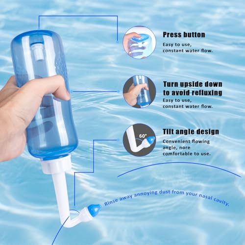 Nasal Rinse Kit for Adults & Kids - 40 Saline Packets & BPA-Free Bottle