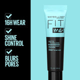 Maybelline Fit Me Matte + Poreless Primer: 16-hour wear, SPF 20 sunscreen, shine control.