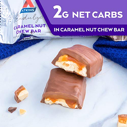 Atkins Endulge Caramel Nut Chew Bar - Low Sugar, High Protein Snack - 5 Bars (1.2 oz Each)