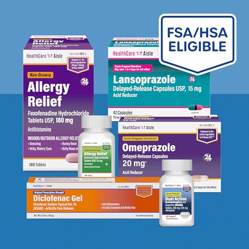 HealthCareAisle 24-Hour Allergy Relief, 180mg Fexofenadine HCl (180 Count) Non-Drowsy