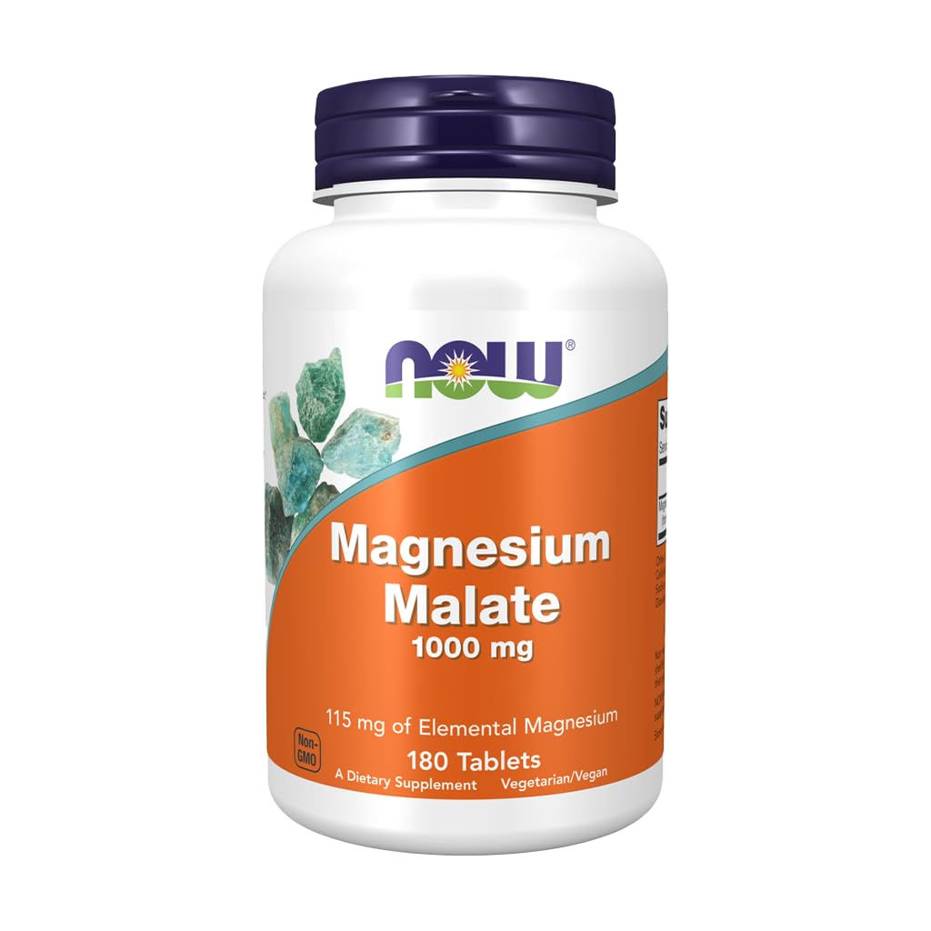 NOW Foods Magnesium Dimalate Malate 180 Tablets - Energy & Muscle Support