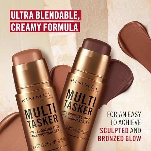 Rimmel Multi Tasker 3 in 1 Bronzing Stick - Light | Sculpted & Bronzed Glow | 001 Light