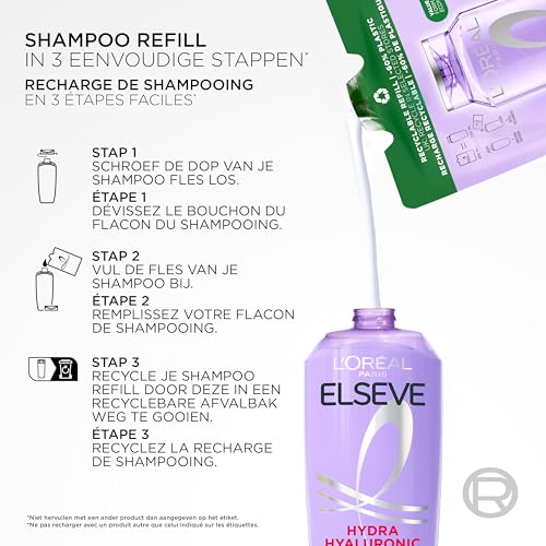 Elvive Hydra Hyaluronic Paraben-Free Shampoo, Dandruff Relief for Dry, Dehydrated Hair, 300 ml