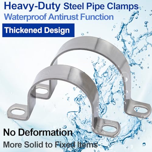 Pipe Strap Clamp Ø 40 mm Heavy Duty Metal U Bracket - Stainless Steel Conduit Clamps for Pipe Mounting, 10 Pcs