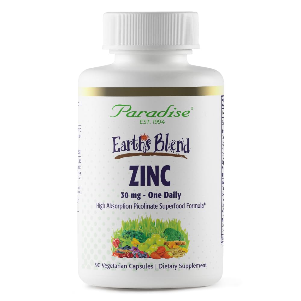 Paradise Herbs Zinc Picolinate with Vitamin C - 30 mg, 90 Capsules for Immune Support