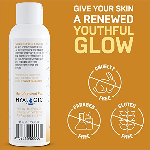 Hyalogic Spa Exfoliating Facial Scrub Cleanser with HA, Amber & Peppermint - 4.58 oz