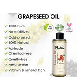 Organic Grape Seed Oil, 100% Pure Cold Pressed Oil For Acne Prone Skin, Hair Care, Face Cleanser, Anti-Aging Moisturizer for Wrinkles and Stretch Marks -220 ML