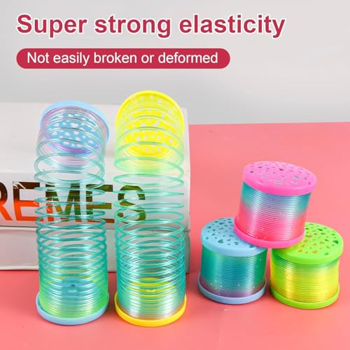 ALMEKAQUZ 8 Pack Glow Coil Spring Toy – Mini Springs Rainbow Magic Fidget Toys for Kids Boys Girls – Glow in the Dark Party Favors, Projection Star Night Light Toy, Pinata Fillers for Tod