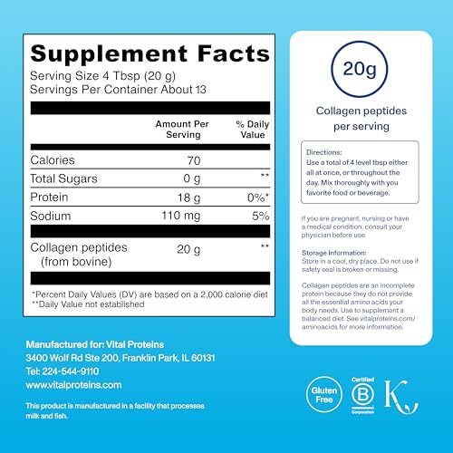 Vital Proteins Unflavored Collagen Peptides Powder, 9.33 OZ | Supports Skin, Hair, & Joints