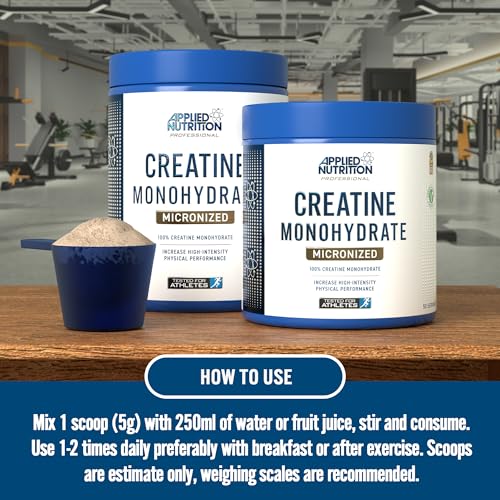 Applied Nutrition Creatine Monohydrate Micronized Powder – 250g Icy Blue Razz – Pure Muscle Strength, Performance & Recovery Supplement