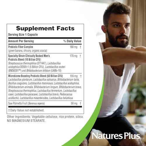 Nature's Plus GI Natural Probiotic for Men - 60 Billion CFU - 30 Capsules