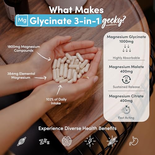 Triple Absorption Magnesium Complex: Glycinate, Citrate & Malate 1800mg - 90 Vegan Capsules (UK Made)