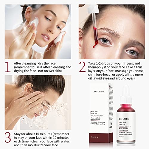 AHA 30% + BHA 2% Peeling Solution - Exfoliating Chemical Peel for Face | Salicylic Acid Exfoliant | 1 oz
