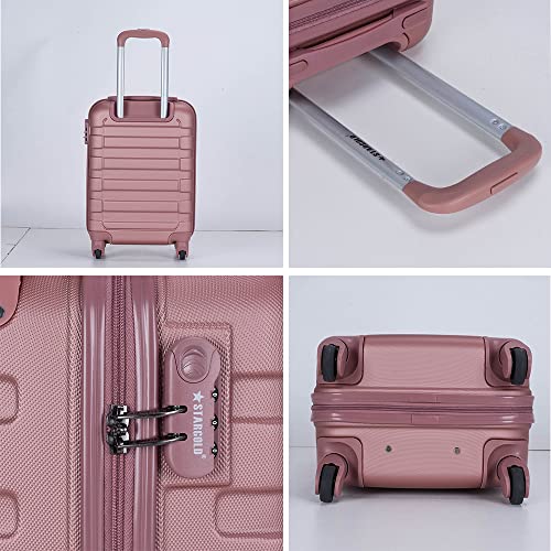 STARGOLD SG-T80 20-Inch Rose Pink Hardside Spinner Luggage with Lock