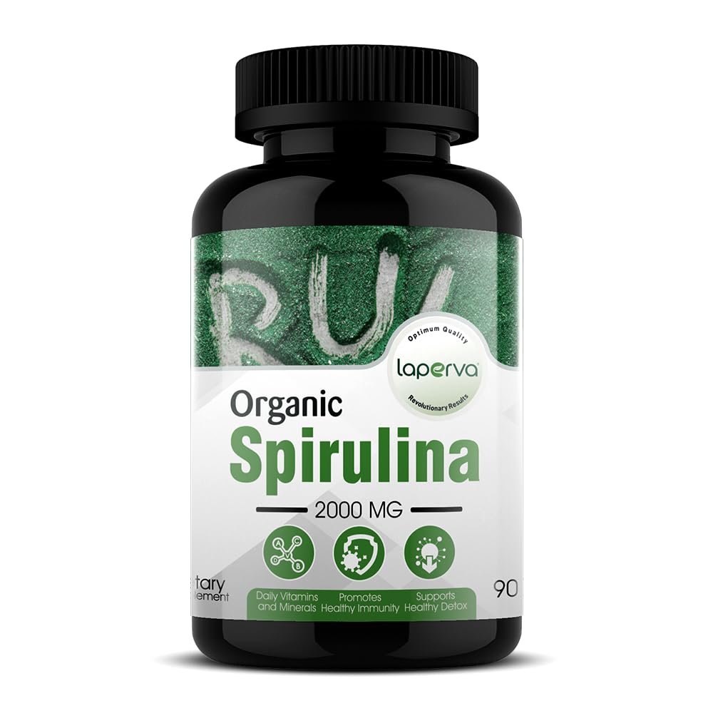 Laperva Organic Spirulina Capsules – 2000 mg | Daily Vitamins & Minerals | 90 Veggie Capsules