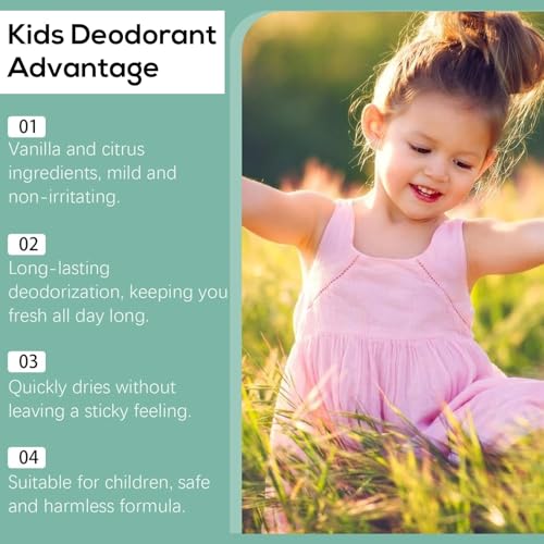 Upgraded Natural Deodorant for Kids & Teens - Aluminum-Free, Hypoallergenic, Clean Fresh Scent, 50ml