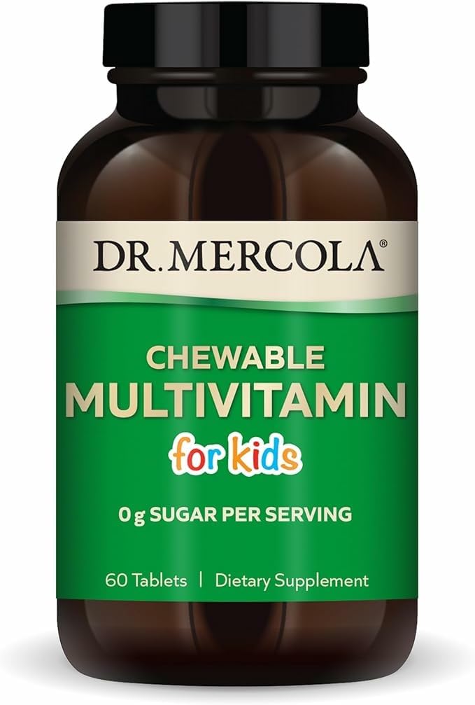 Dr. Mercola Chewable Multivitamin for Kids - Natural Orange Flavor - 60 Tablets, 0g Sugar
