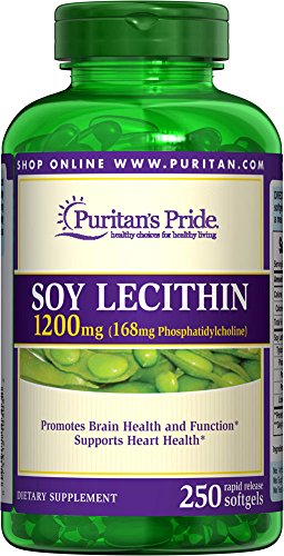 Puritan's Pride Soy Lecithin 1200 Mg, 250 Count for Cholesterol Support