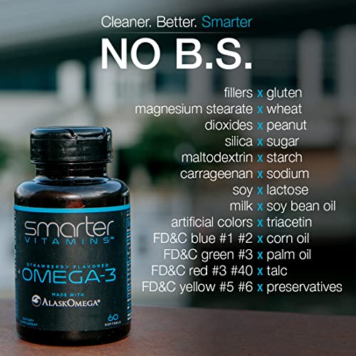 SmarterVitamins Triple Strength Omega 3 Fish Oil (2000mg) - Strawberry Flavor