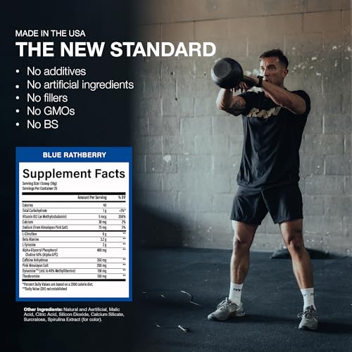 RAW Essential CHARGED Pre-Workout Powder - Rathberry Blue (25 Servings)