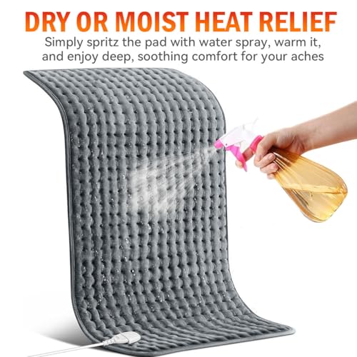 King Size Electric Heating Pad for Full Body Pain & Cramp Relief (Gray)