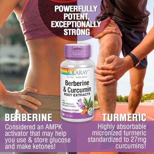 Berberine & Curcuma Supplement, 300mg Berberine HCI + 300mg Curcuma per Capsule, Supports Liver Health & Digestion