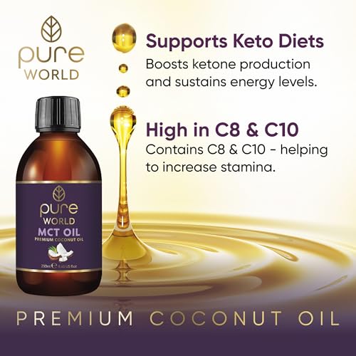 Pure World 100% Pure MCT Coconut Oil (100ml) - Natural C8 & C10 Vegan
