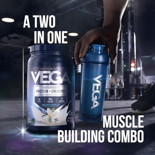 Vega Protein + Creatine Chocolate - 36oz Vegan Drink Mix for Muscle Growth